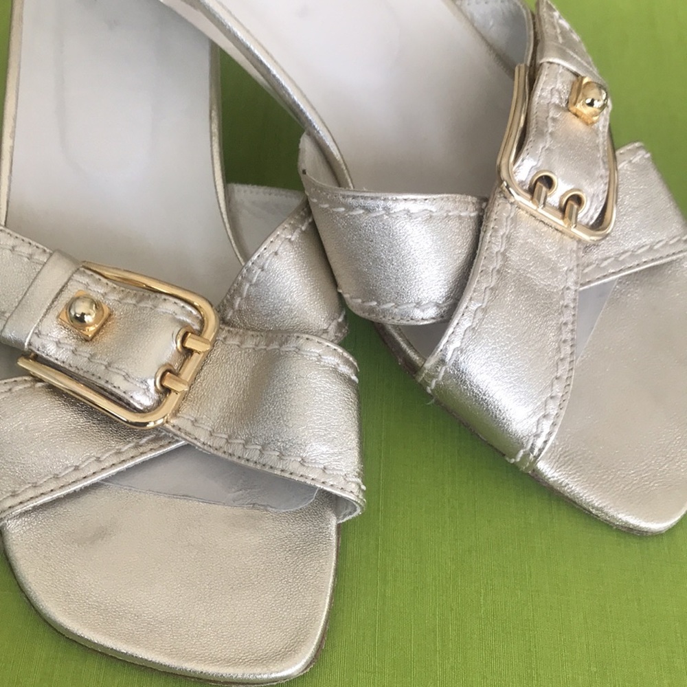 St. John leather sandals lucite heels 7.5 M - Picture 3 of 12